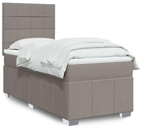 Κρεβάτι Boxspring με Στρώμα Taupe 100 x 200 εκ. Υφασμάτινο