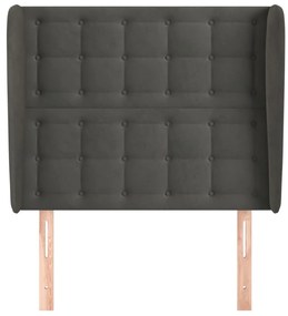 Κεφαλάρι με Πτερύγια Σκούρο Γκρι 103x23x118/128 εκ. Βελούδινο 3118433