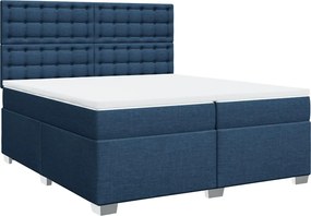 vidaXL Κρεβάτι Boxspring με Στρώμα Μπλε 200x200 εκ. Υφασμάτινο