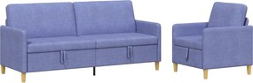 vidaXL Σαλονάκι Σετ Με Αποθηκευτικό Χώρο 2 pcs Μπλε τζην Πολυεστέρας