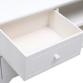 vidaXL Έπιπλο Τηλεόρασης Λευκό 108x30x40 εκ. από Μασίφ Ξύλο Παυλώνιας