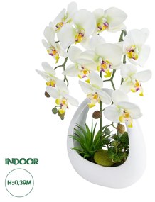 Artificial Garden WHITE ORCHID 21128 Διακοσμητικό Φυτό Λευκή Ορχιδέα Υ39cm