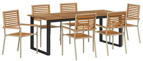 vidaXL Σέτ φαγητού για κήπο 7 pcs Μπεζ