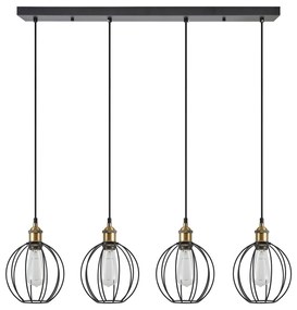 SE21-BR-10-4BL-GR2 MAGNUM Bronze Metal Pendant Black Metal Grid with Black Fabric Cable+