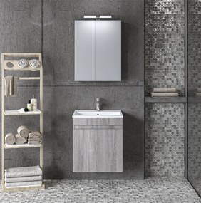 Set Bathroom Furniture OMEGA 50 Grey Oak 50x46x135 εκ.