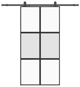 vidaXL Σετ συρόμενης πόρτας με υλικό μαύρο 102,5x205 cm
