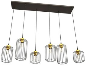 Κρεμαστό Φωτιστικό Οροφής 6xE27 Πλέγμα Vander Emibig -1364/6-Μαύρο-Χρυσό 1364/6