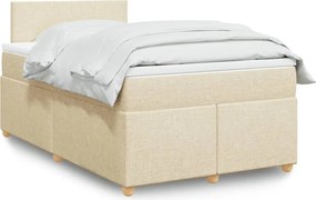 vidaXL Κρεβάτι Boxspring με Στρώμα Κρεμ 120x200 εκ. Υφασμάτινο