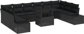 vidaXL Σετ Καναπέ Κήπου με αποθήκευση 11 pcs Μαύρο Πολυ ράταν