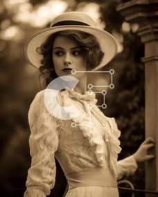 Intra Συλλεκτικό Ξύλινο Παζλ Plywood 4mm - Κομψή γυναίκα με λευκό φόρεμα και καπέλο Σε Ξύλινο Κουτί - Διαστάσεις Puzzle: 10x10 cm – 25 κομμάτια