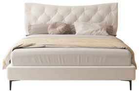 Επενδυμένο κρεβάτι JILL Διπλό Μπέζ Ύφασμα 160x200εκ 195x226x108 εκ.