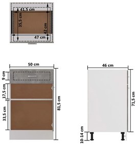 Ντουλάπι με Συρτάρι Γκρι Σκυροδέματος 50x46x81,5 εκ Επεξ. Ξύλο - Γκρι