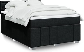 vidaXL Κρεβάτι Boxspring με Στρώμα Μαύρο 140x190 εκ. Υφασμάτινο
