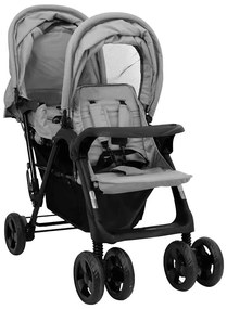 vidaXL Καρότσι Διδύμων Ανοιχτό Γκρι Ατσάλινο