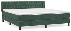 Κρεβάτι Boxspring με Στρώμα Σκούρο Πράσινο 180x200εκ. Βελούδινο - Πράσινο