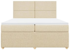 vidaXL Κρεβάτι Boxspring με Στρώμα Κρεμ 200x200 εκ. Υφασμάτινο