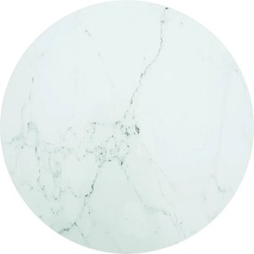 vidaXL Επιφάνεια Τραπεζιού Λευκή Ø90 x 1 εκ. Ψημ. Γυαλί Μαρμ. Σχέδιο