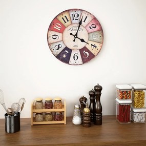 Ρολόι Τοίχου Vintage Πολύχρωμο 30 εκ.