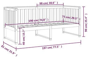 Καναπές Κρεβάτι Γκρι 75x190 εκ. από Μασίφ Ξύλο Πεύκου - Γκρι