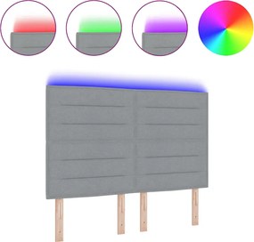 vidaXL LED κεφαλάρι με LED ταινίες φωτός Ανοιχτό γκρι 160 cm ύφασμα