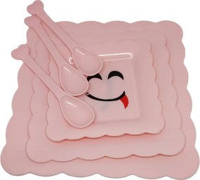 Σετ 3τμχ Ρηχά Πιάτα με Κουτάλι Meng Dan