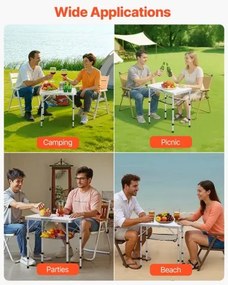 VEVOR 60cm Folding Portable Camping Table Aluminum Picnic Table Indoor Outdoor