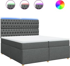 vidaXL Κρεβάτι Boxspring με Στρώμα Σκούρο Γκρι 200x200 εκ. Υφασμάτινο