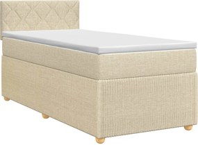 vidaXL Κρεβάτι box spring με στρώμα Κρεμ 100 x 200 cm Ύφασμα