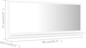 vidaXL Καθρέφτης Μπάνιου Λευκός 90 x 10,5 x 37 εκ. Μοριοσανίδα