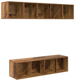 vidaXL Σετ επίπλου τηλεόρασης 4 pcs Παλιό ξύλο 37 x 37 x 142.5 εκ