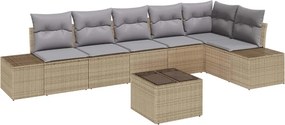 vidaXL Σετ Καναπέ Κήπου 7 pcs Μπεζ και Γκρι συνθετικό ρατάν