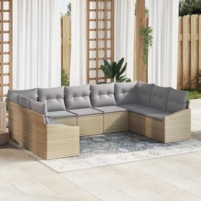 vidaXL Σετ Καναπέ με μαξιλάρι 9 pcs Μπεζ συνθετικό ρατάν