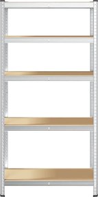 vidaXL Ραφιέρα 5 Επιπέδων Ασημί από Ατσάλι &amp; Επεξεργασμένο Ξύλο