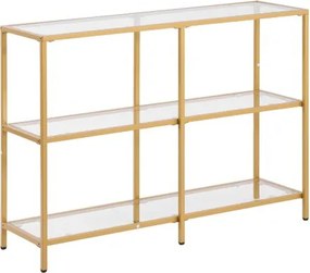 VEVOR 3-Tier Glass Console Table Rectangle Sofa Side Table with Anti-Tip Golden