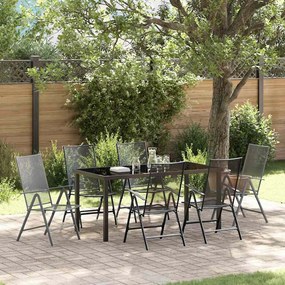 vidaXL Σέτ φαγητού για κήπο Πτυσσόμενος 7 pcs Ανθρακί Ατσάλι