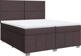 vidaXL Κρεβάτι Boxspring με Στρώμα Σκούρο Καφέ 200x200 εκ. Υφασμάτινο