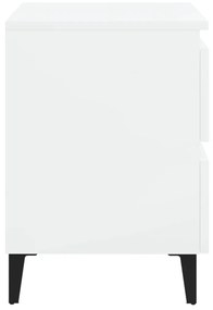 vidaXL Κομοδίνα 2 τεμ. Γυαλιστερό Λευκό 40x35x50 εκ. από Μοριοσανίδα