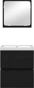 vidaXL Σετ Επίπλων Μπάνιου με συρτάρι 2 pcs Μαύρος Δρυς και Λευκό