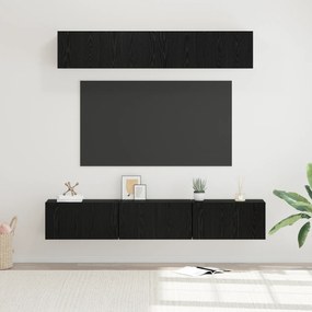 vidaXL Σετ επίπλου τηλεόρασης Επιτοίχιο 5 pcs Μαύρη Οξυά