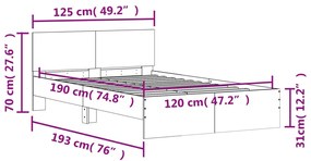 ΠΛΑΙΣΙΟ ΚΡΕΒΑΤΙΟΥ ΜΕ ΚΕΦΑΛΑΡΙ ΛΕΥΚΟ 120X190 ΕΚ. 3207511