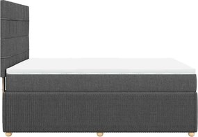 vidaXL Κρεβάτι Boxspring με Στρώμα Σκούρο Γκρι 140x200 εκ Υφασμάτινο
