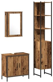 vidaXL Σετ Επίπλων Μπάνιου με ράφι 3 pcs Καφέ 33 x 33 x 185.5 εκ
