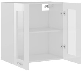 Ντουλάπι Κρεμαστό με Τζάμι Γυαλ. Λευκό 60x31x60 εκ. Μοριοσανίδα - Λευκό