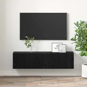 vidaXL Σετ επίπλου τηλεόρασης 2 pcs Μαύρο Επεξεργασμένο Ξύλο