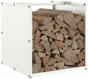 vidaXL Ράφι Καυσόξυλων Λευκό 40x40x40 εκ. Χάλυβας ψυχρής έλασης