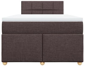 Κρεβάτι Boxspring με Στρώμα Σκούρο Καφέ 120x190 εκ Υφασμάτινο - Καφέ