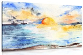 Εικόνα λαμπερό ηλιοβασίλεμα δίπλα στη θάλασσα - 90x60