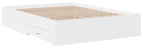 vidaXL Πλαίσιο Κρεβατιού με Συρτάρια Λευκό 140x190 εκ Επεξεργ. Ξύλο
