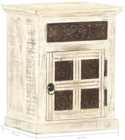 vidaXL Κομοδίνο Λευκό 40x30x50 εκ. από Μασίφ Ξύλο Μάνγκο