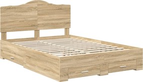 vidaXL Σκελετός Κρεβατιού Δρύς Sonoma 150 x 200 cm Επεξεργασμένο ξύλο